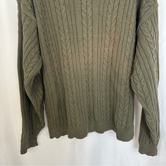 Vintage Perry Ellis Chunky Cable Knit Pullover Sweater Mens XL Fisherman V-neck - Picture 3 of 12